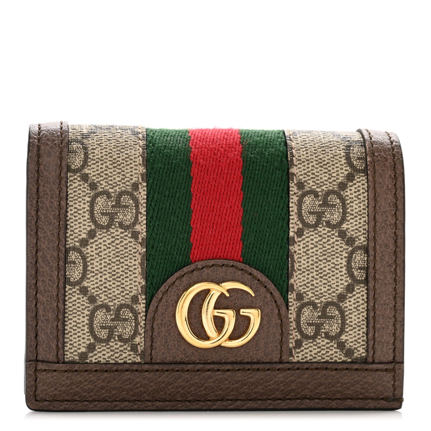GG Supreme Monogram Web Ophidia Card Case Beige New Acero