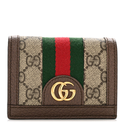 Gucci GG Supreme Monogram Web Ophidia Card Case Beige New Acero 1 of 8