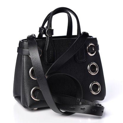Burberry Grainy Calfskin House Check Grommet Baby Banner Tote Black 2 of 10