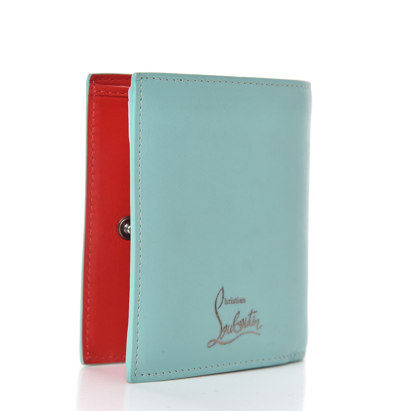 Calfskin Spiked Bi-Fold Wallet Turquoise