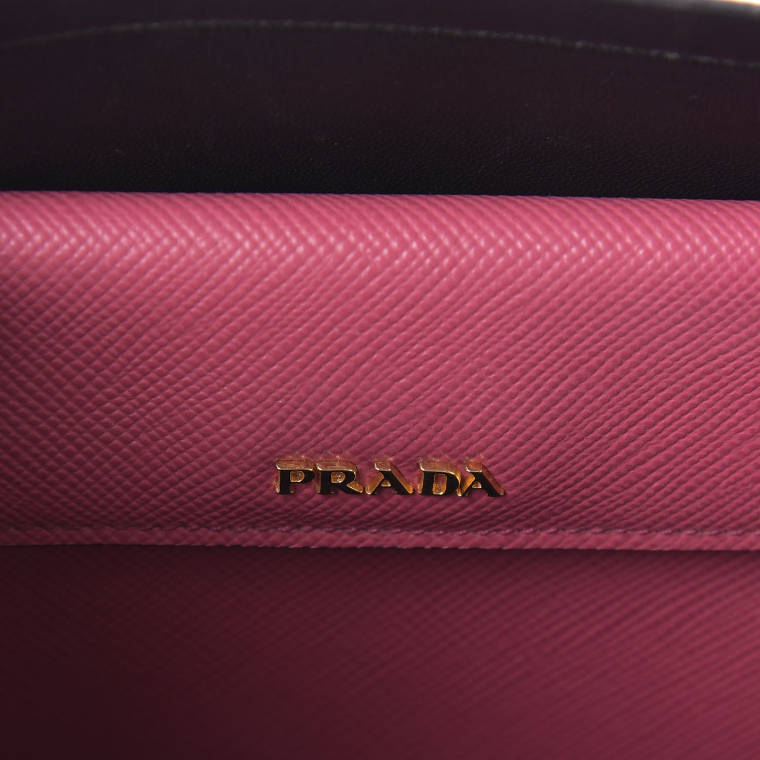 Prada Saffiano Cuir Medium Double Bag Peonia 9 of 10