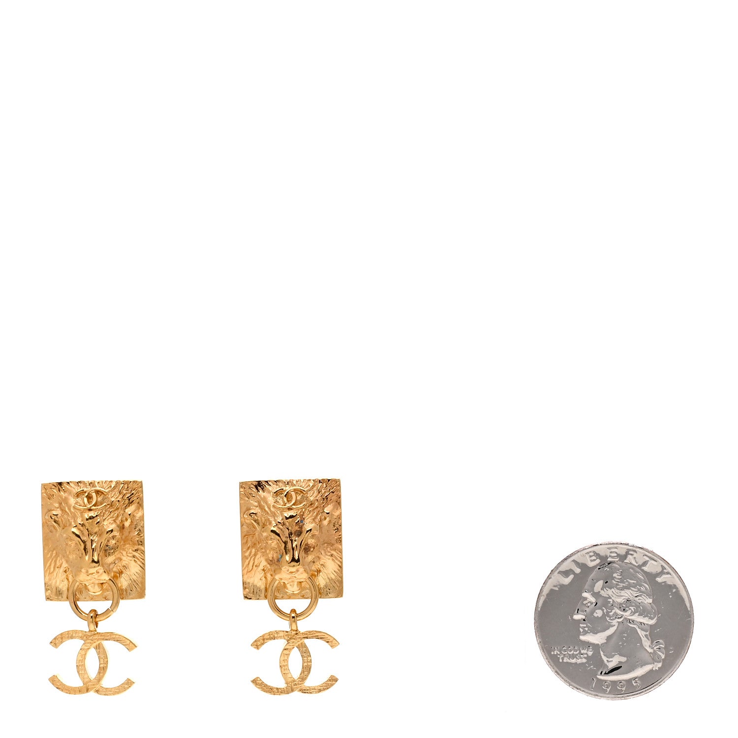 Chanel Metal CC Lion Earrings Gold 2 of 4