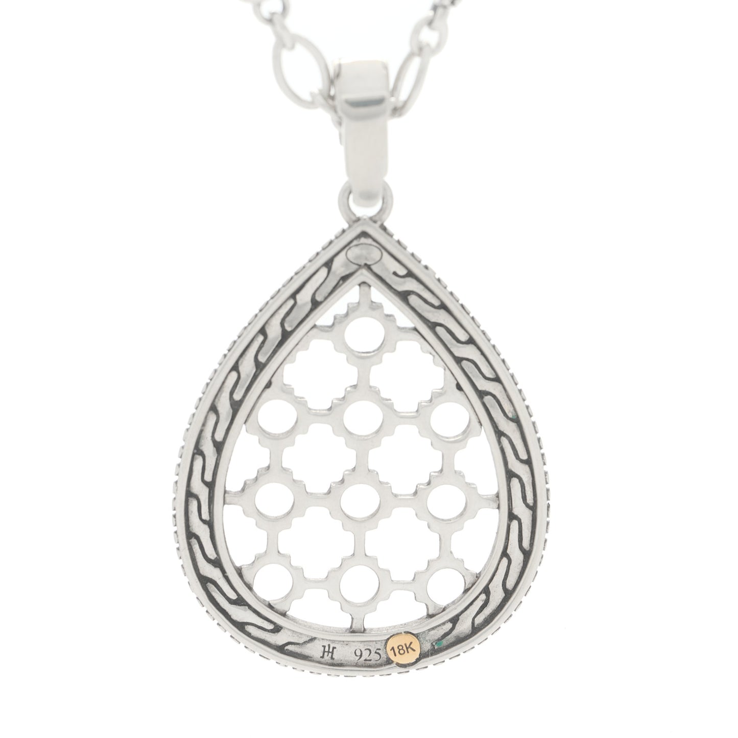 Sterling Silver 18K Yellow Gold Dot Teardrop Pendant Necklace