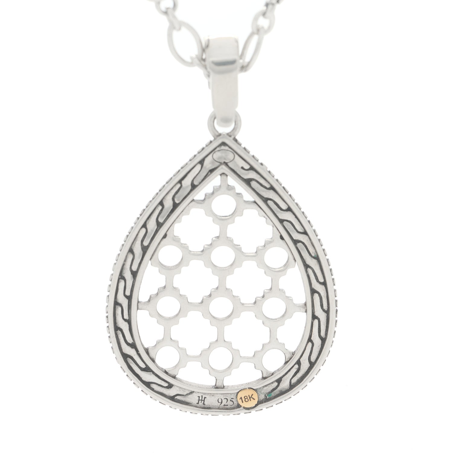 John Hardy Sterling Silver 18K Yellow Gold Dot Teardrop Pendant Necklace 6 of 6