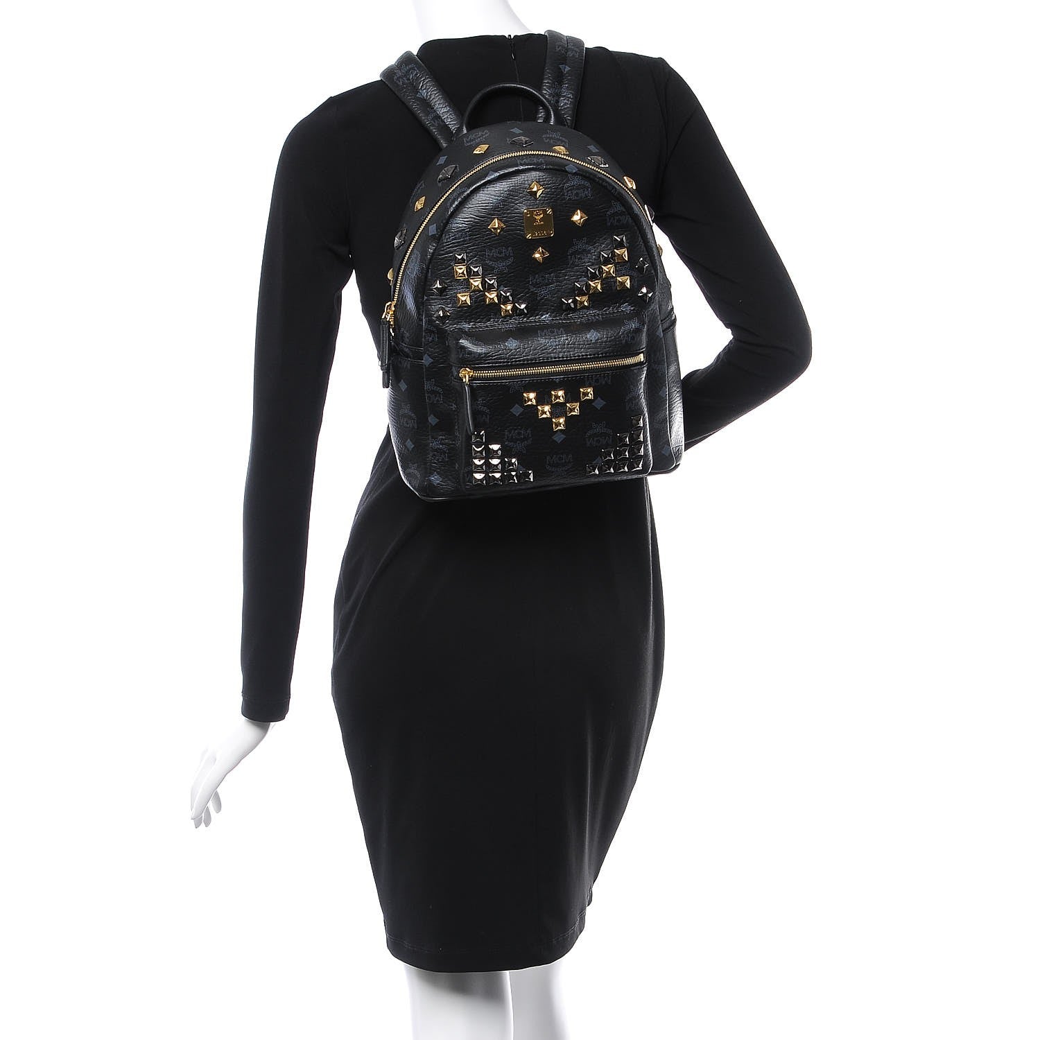 MCM Visetos Studded Small Stark M Backpack Black 2 of 8
