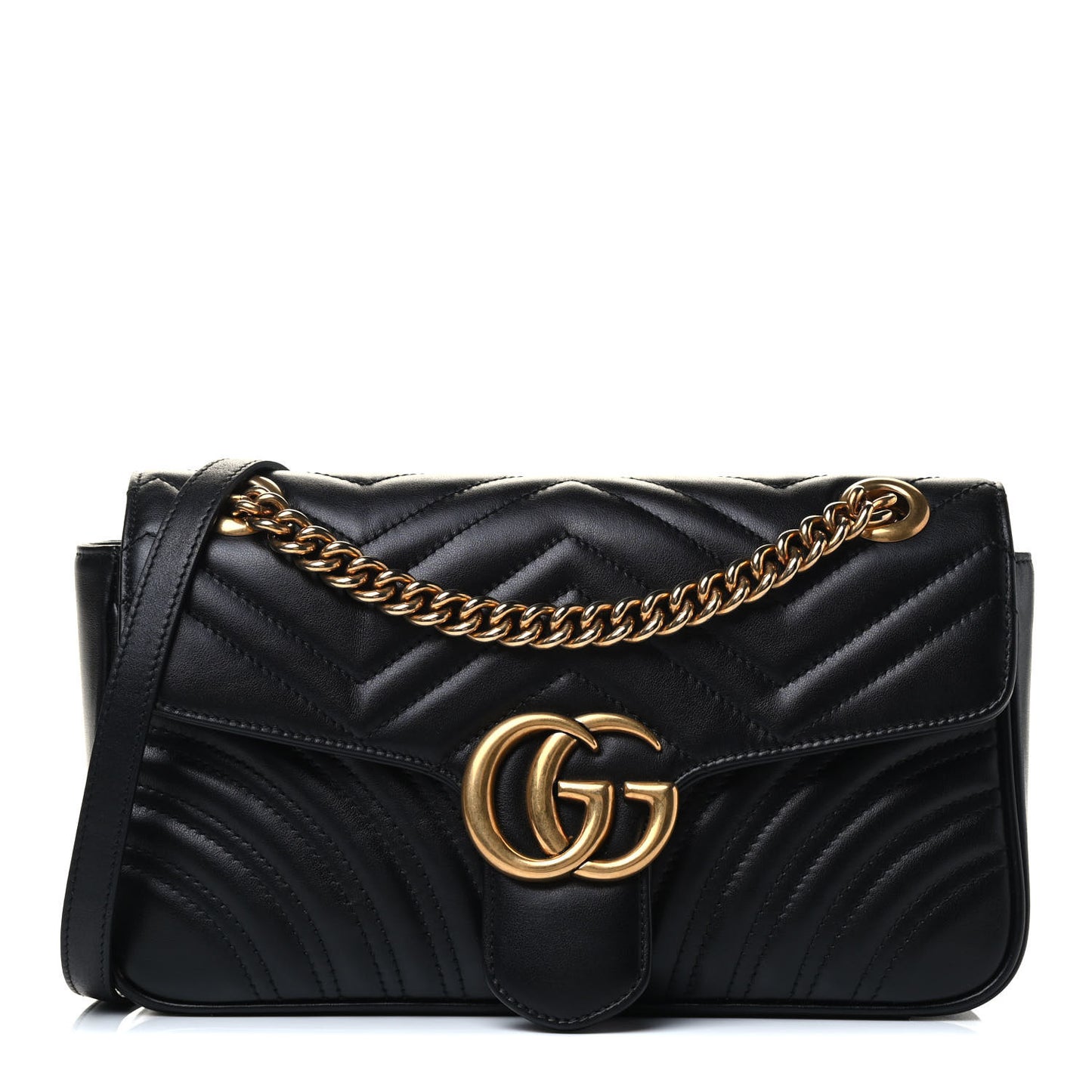 Calfskin Matelasse Small GG Marmont Shoulder Bag Black