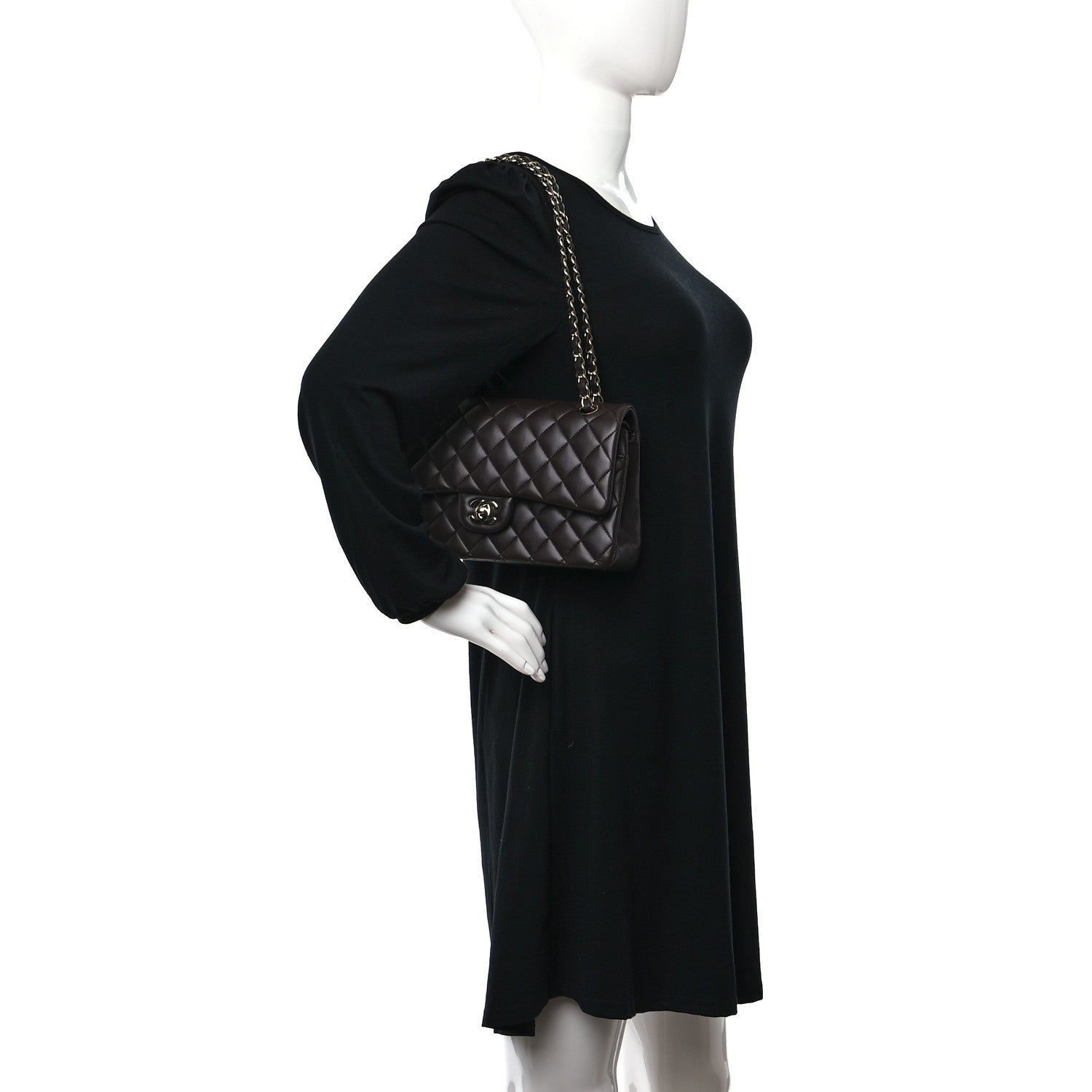Chanel Lambskin Quilted Medium Double Flap Dark Brown 2 of 11