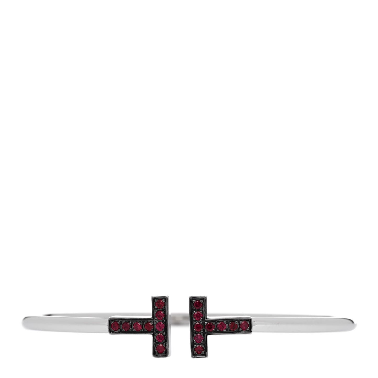 18K White Gold Ruby T Wire Bracelet