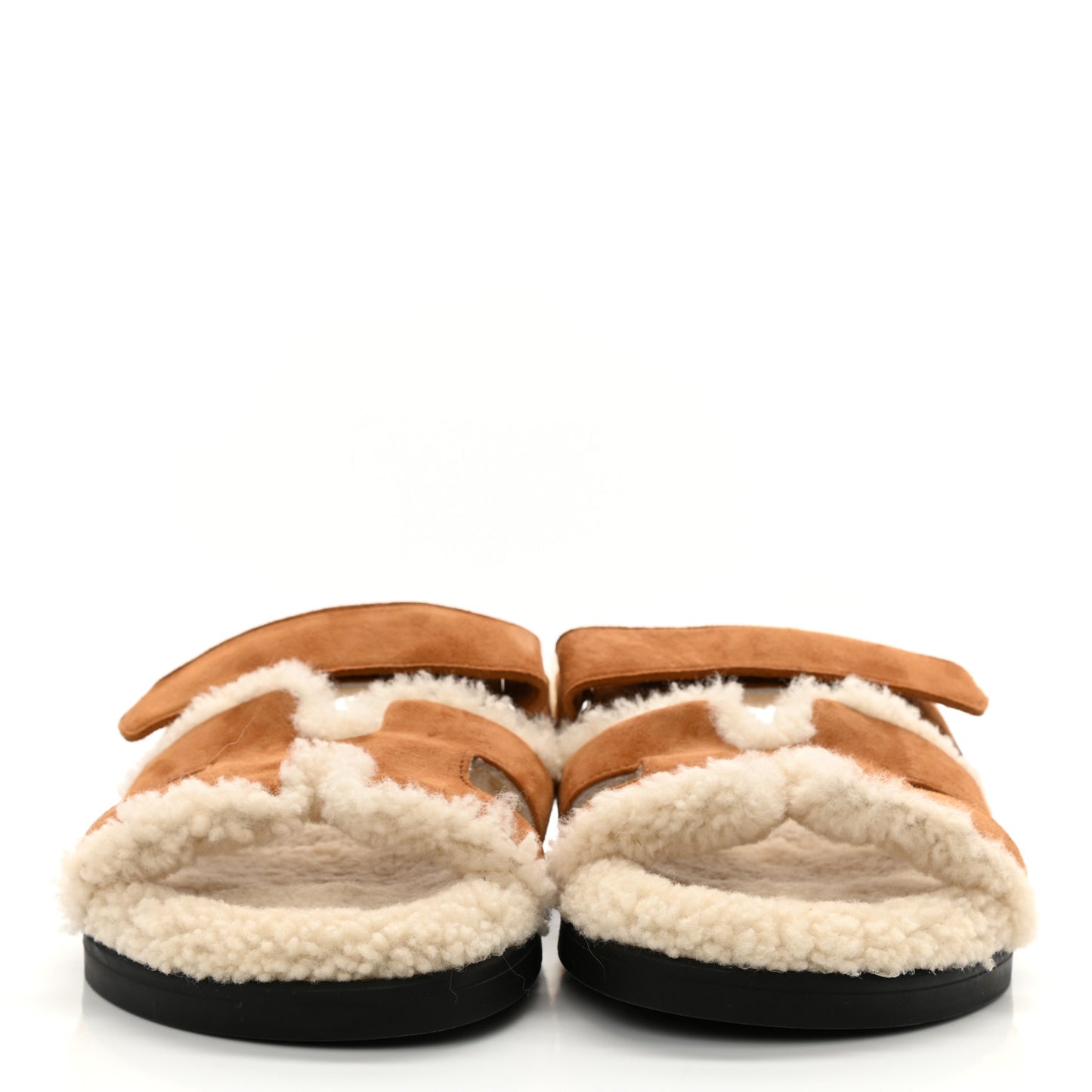 Suede Goatskin Woolskin Womens Chypre Sandals 37 Brun Fume Ecru