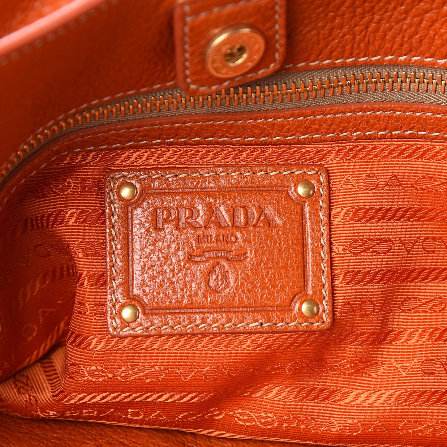 Vitello Shine Chain Top Handle Tote Papaya