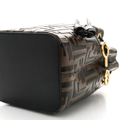 Fendi Vitello Liberty F is Fendi Bi-Color FF 1974 Embossed Mini Mon Tresor Bucket Bag Maya Black 10 of 10