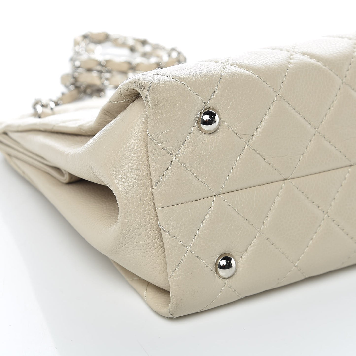 Caviar Quilted Timeless CC Shopping Tote Beige Clair
