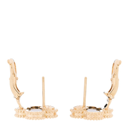 Van Cleef & Arpels 18K Yellow Gold Black Onyx Vintage Alhambra Earrings 3 of 5