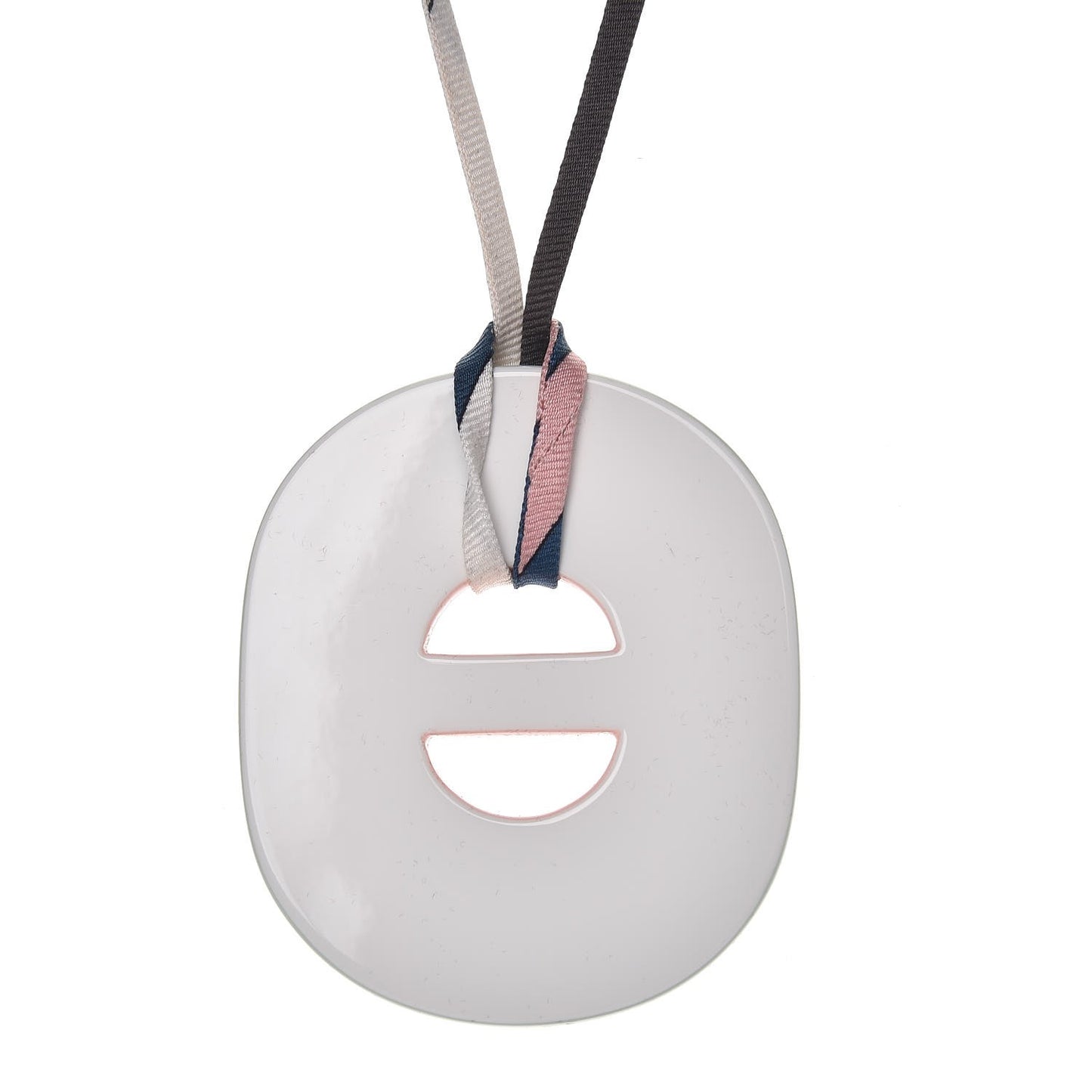 Lacquered Wood Fidelio Pigment Necklace Rose Cameo Blanc Argile