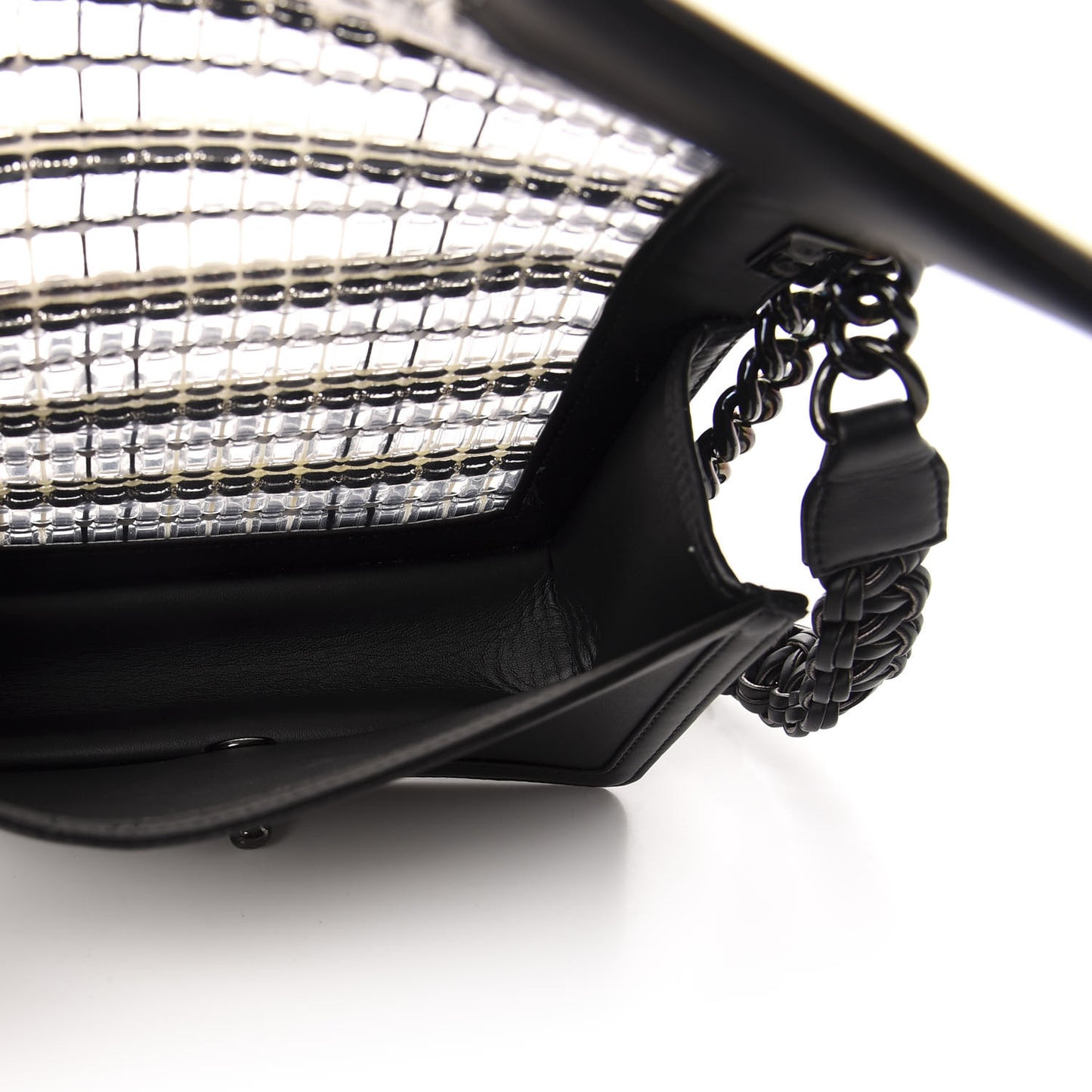 Lambskin PVC Thread Woven Small Boy Flap Black