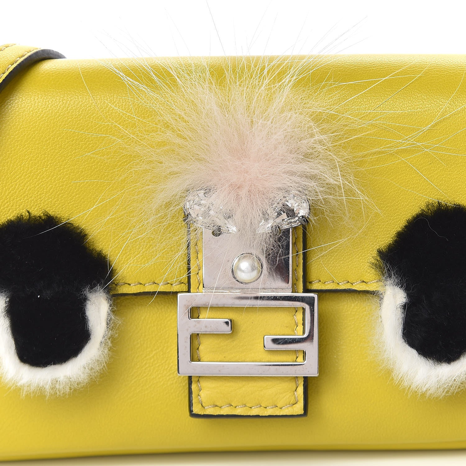 Fendi Nappa Rabbit Fox Fur Micro Buggie Baguette Lime Rosa 10 of 10
