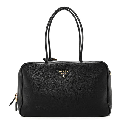 Prada Vitello Daino Soft Large Top Handle Bag Black 1 of 9