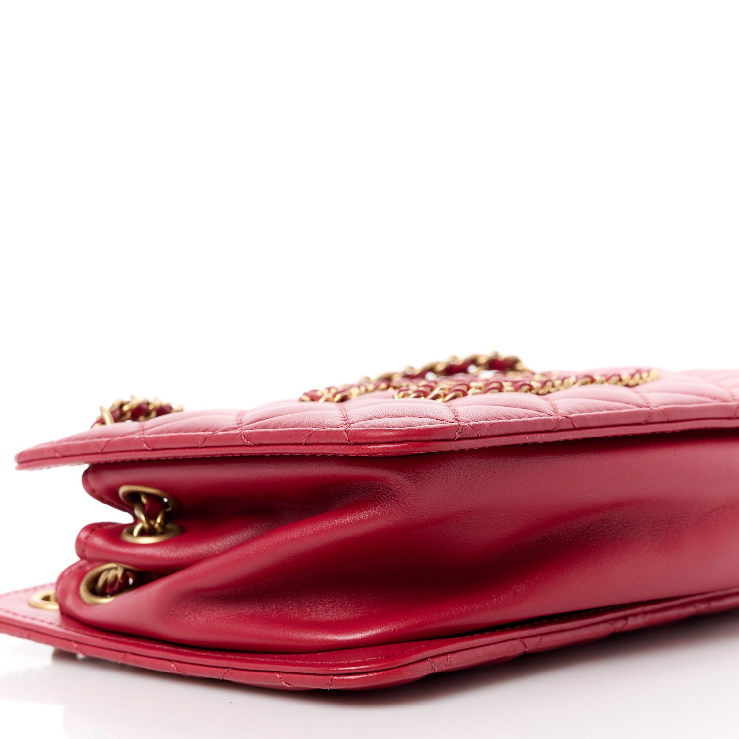 Chanel Calfskin Quilted CC Small Once Upon A Time Tote Red 9 of 10