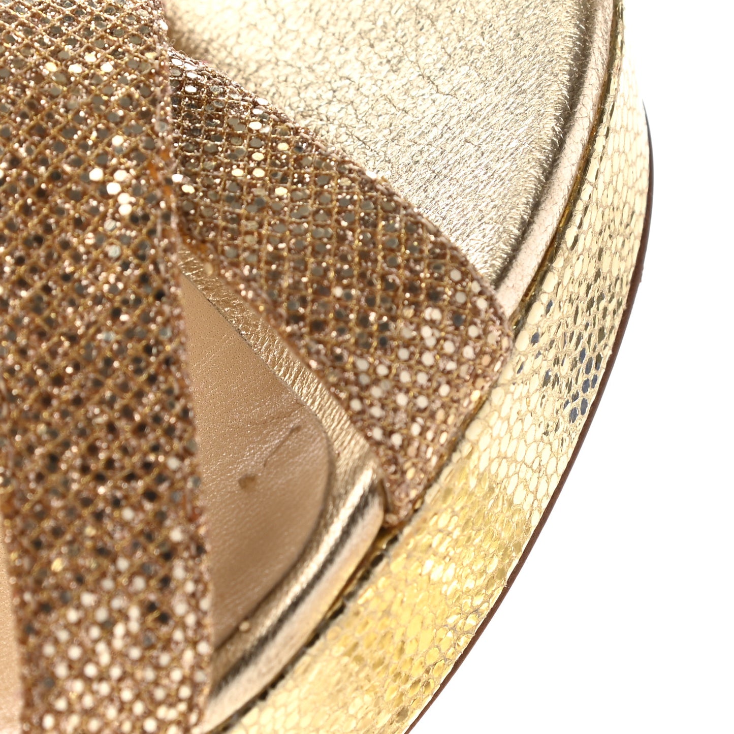Glitter Vamp Platform Sandals 37 Gold