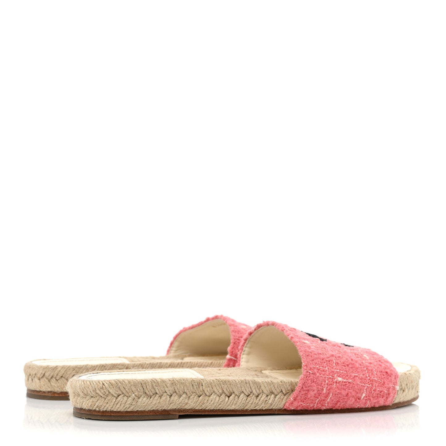 Tweed Grosgrain CC Mule Slide 39 Pink Black
