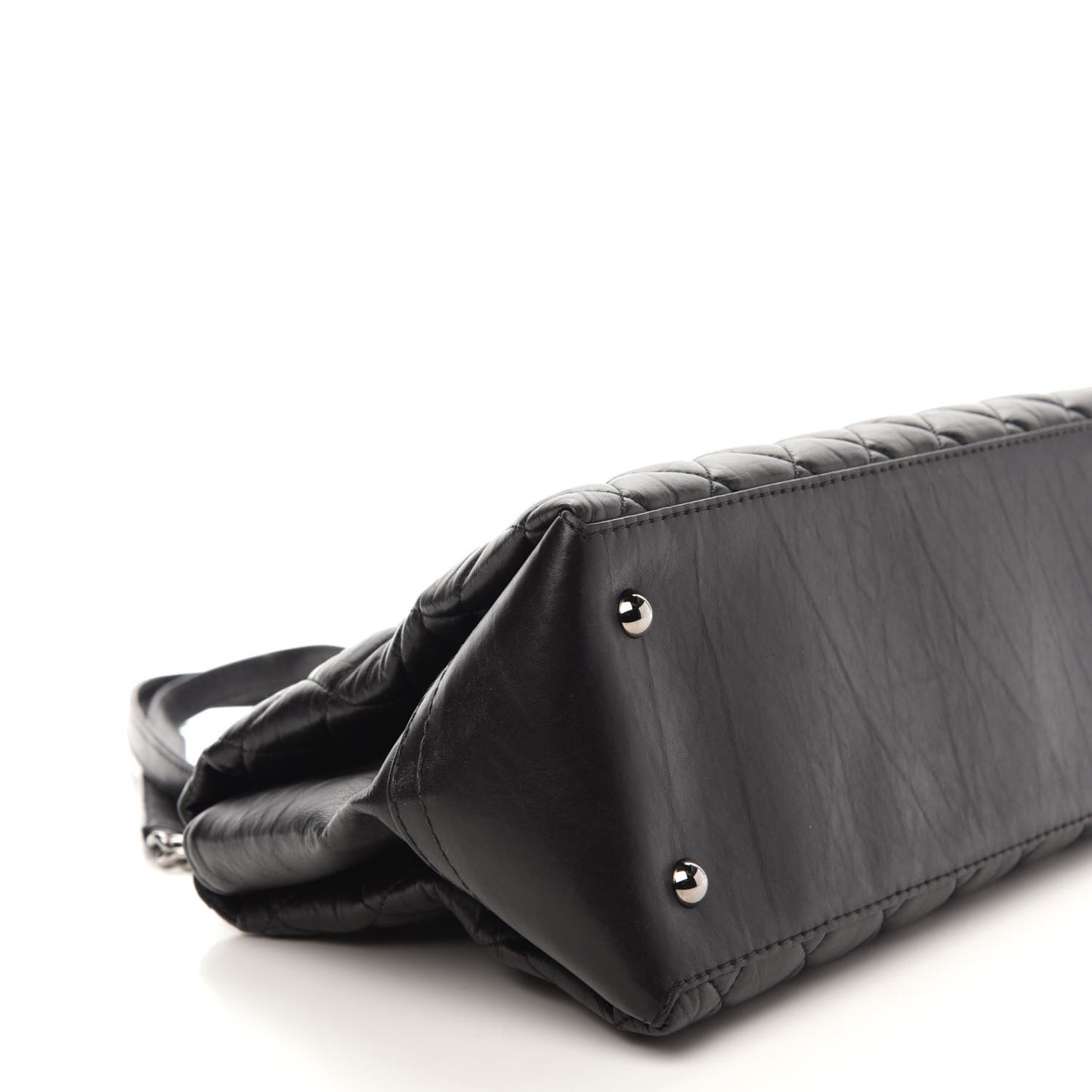 Aged Calfskin Quilted Lady Pearly Tote Black