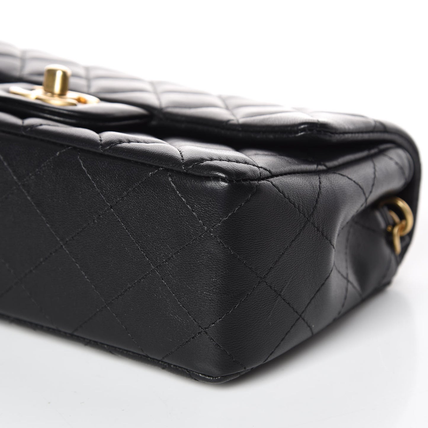 Lambskin Quilted Mini Rectangular Flap Black