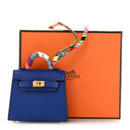 Hermes Tadelakt Mini Kelly Twilly Bag Charm Bleu Electrique 8 of 8