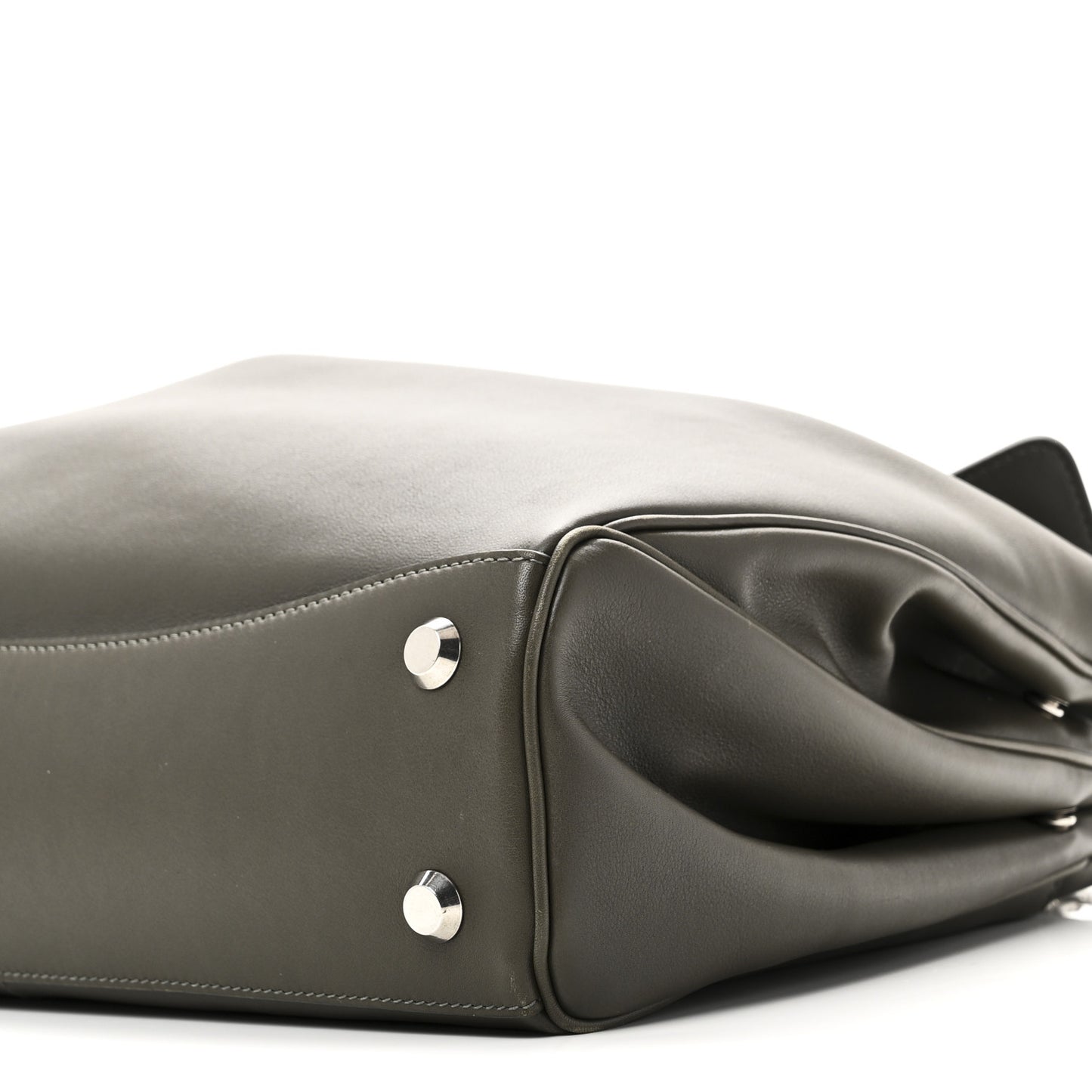Natural Smooth Calfskin Medium Rodeo Top Handle Handbag Grey