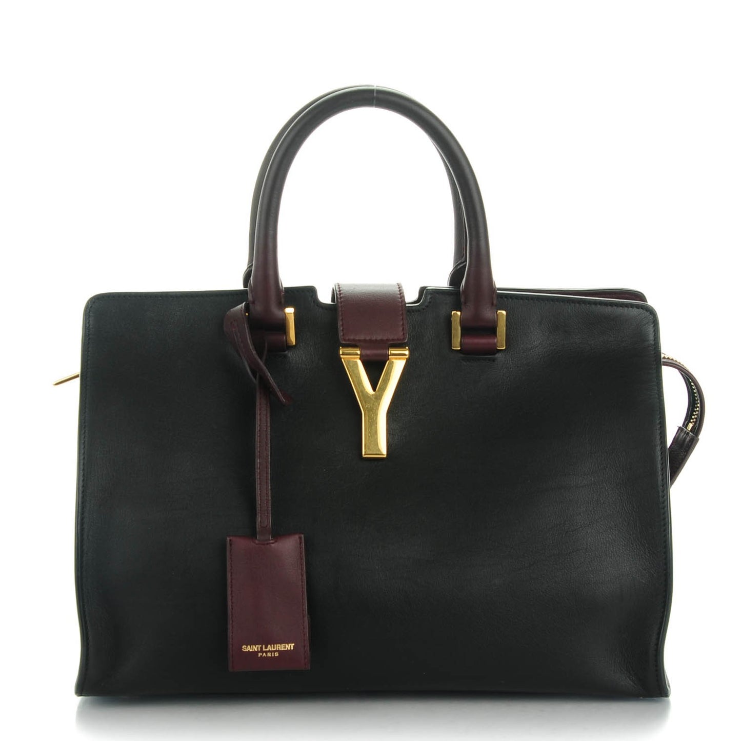 Calfskin Bi Color Small Classic Y Cabas Black Bordeaux