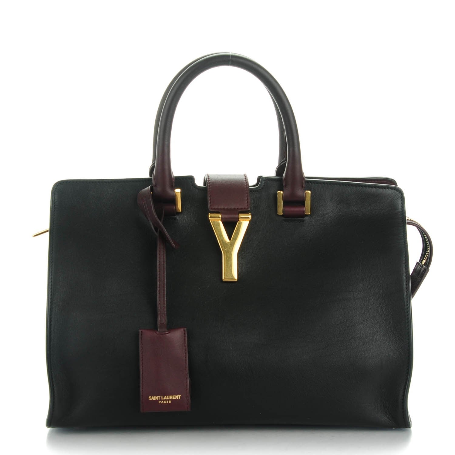 Saint Laurent Calfskin Bi Color Small Classic Y Cabas Black Bordeaux 1 of 7