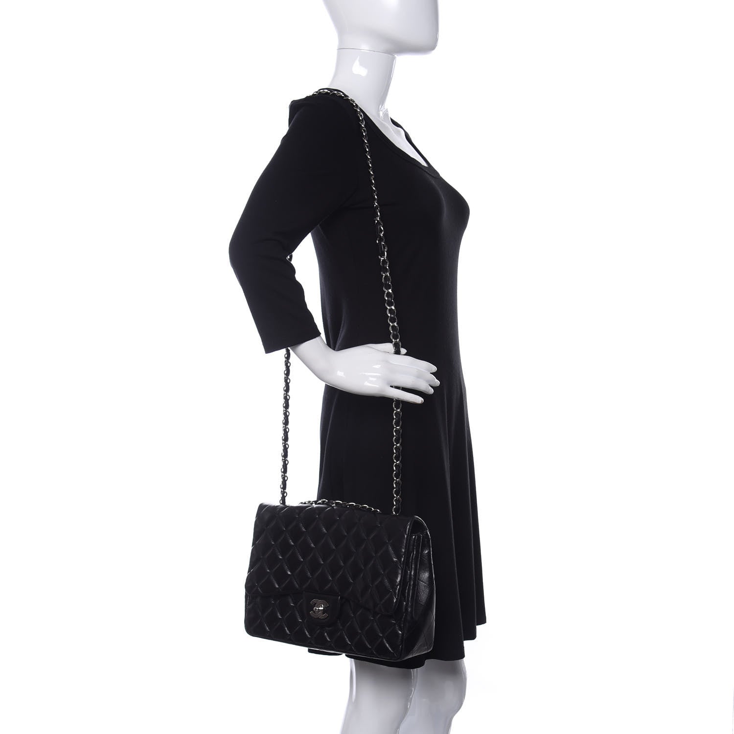 Chanel Lambskin Quilted Jumbo Single Flap Black 2 of 19