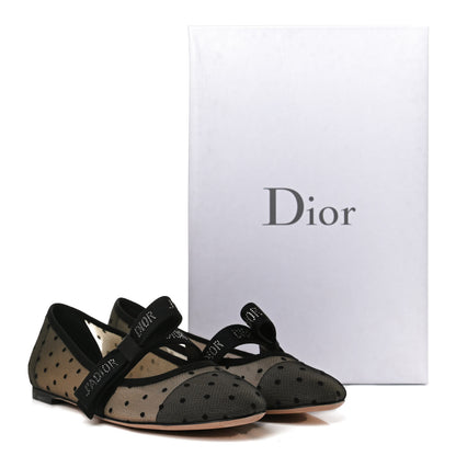 Christian Dior Swiss Tulle Dotted Miss J'Adior Ballet Pumps 38.5 Black Nude 11 of 11