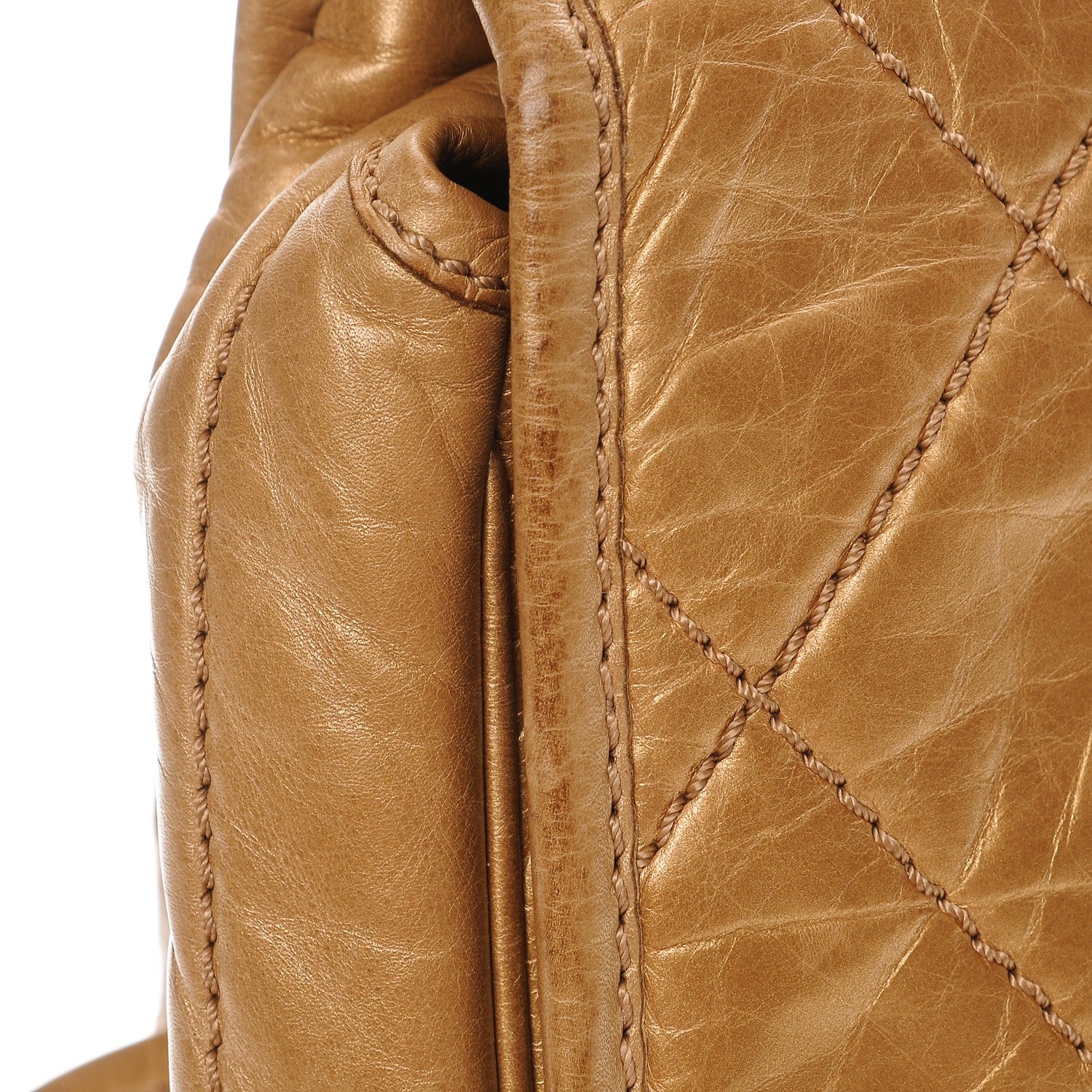Chanel Aged Calfskin Quilted Vintage Ligne Messenger Flap Gold 9 of 10