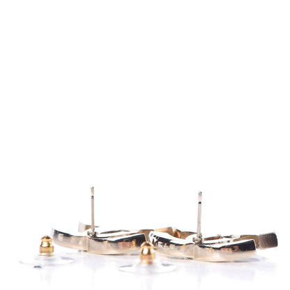 Chanel Crystal CC Large Stud Earrings Gold 3 of 5