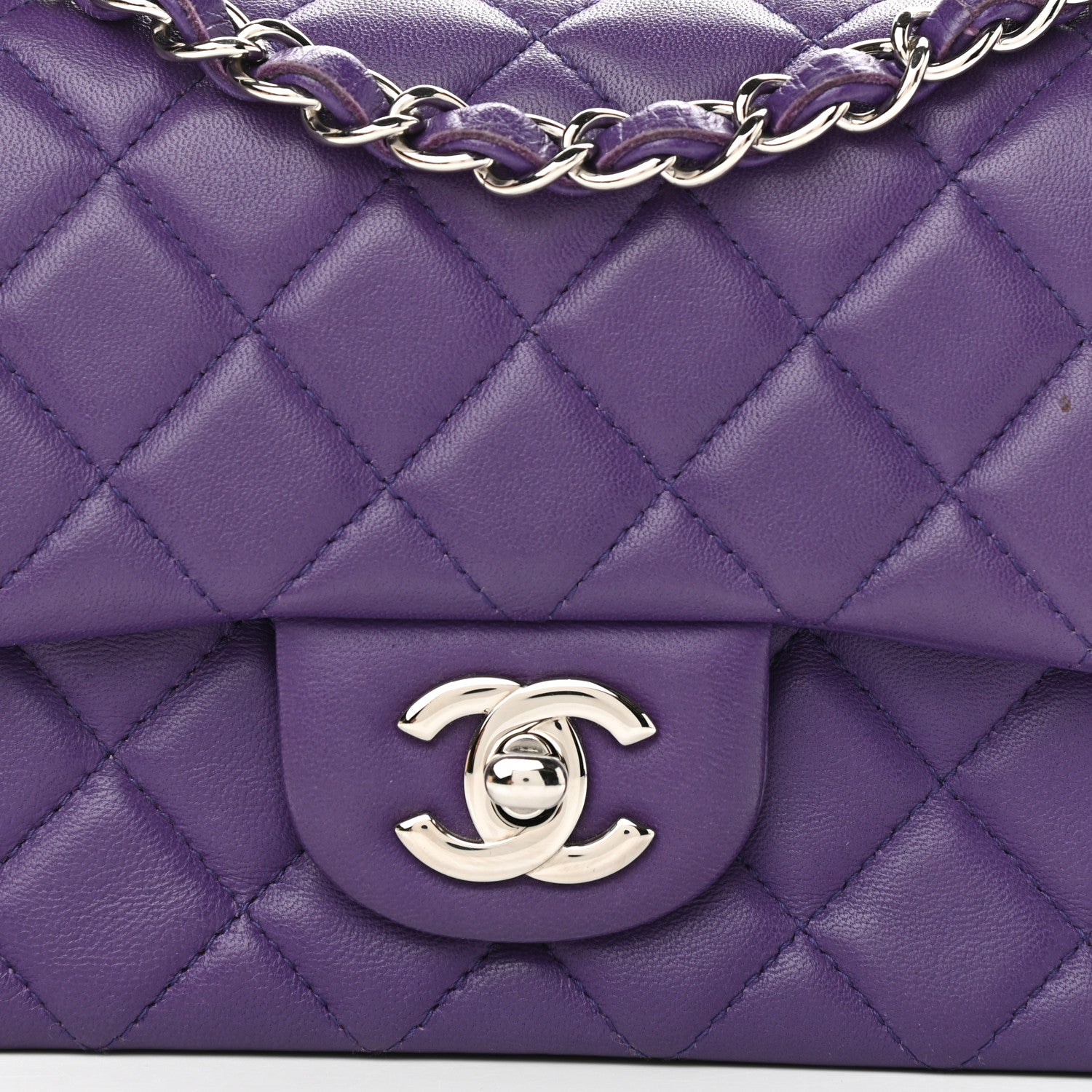 Chanel Lambskin Quilted Mini Rectangular Flap Purple 8 of 14