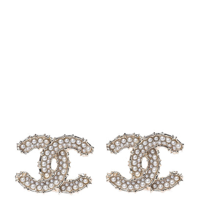 Chanel Pearl CC Camellia Express Stud Earrings Gold 1 of 5