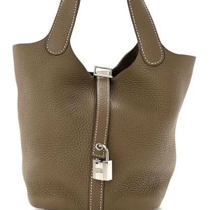 Hermes Taurillon Clemence Picotin Lock 18 PM Etoupe 8 of 11