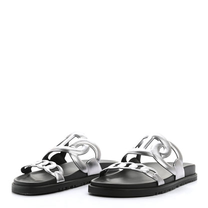 Hermes Nappa Extra Sandals 39 Gris Argent 3 of 10