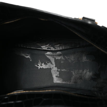 Balenciaga Shiny Supple Calfskin Crocodile Embossed Brass Hardware Neo Classic City Black 5 of 8