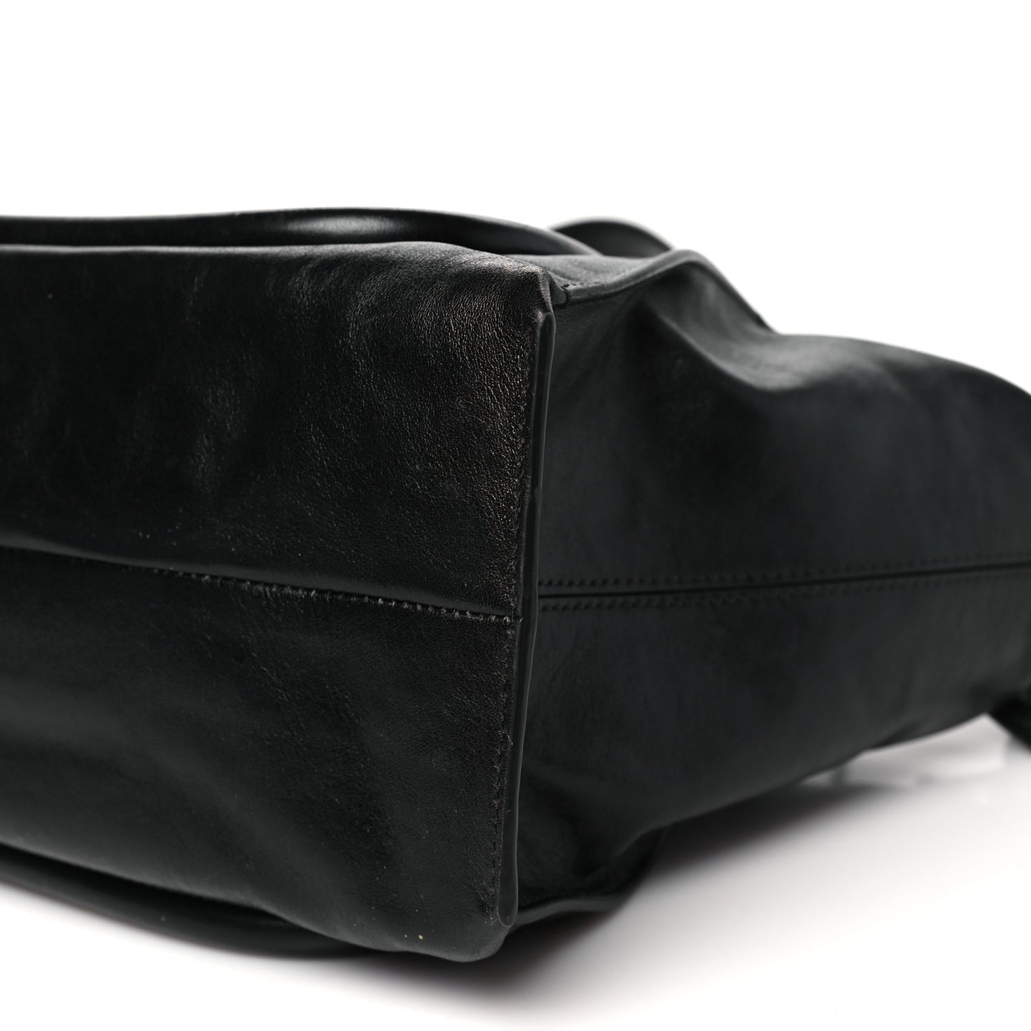 Natural Shiny Calfskin Large Paraty 24 Bag Black