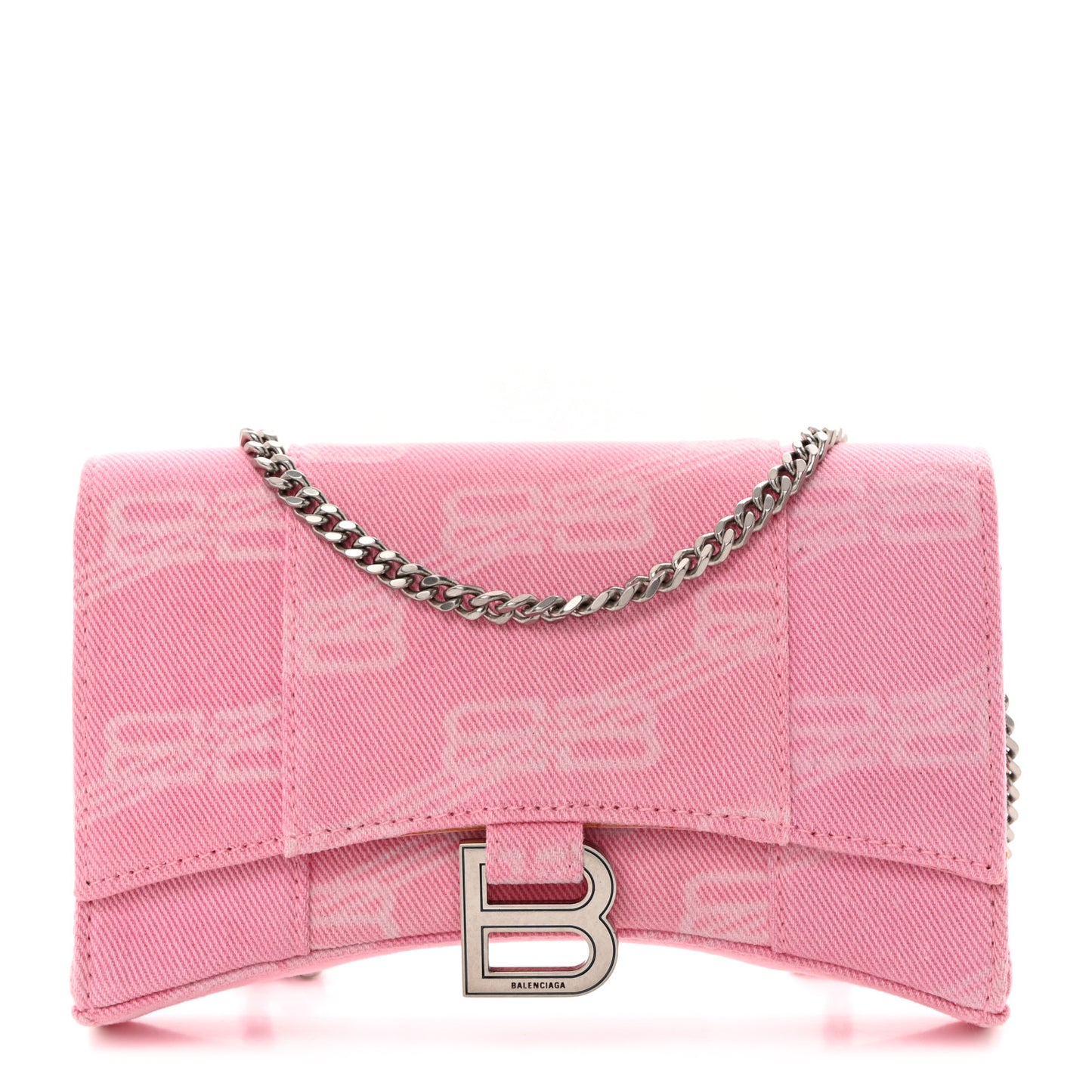 Denim XS Hourglass Wallet On Chain Pink
