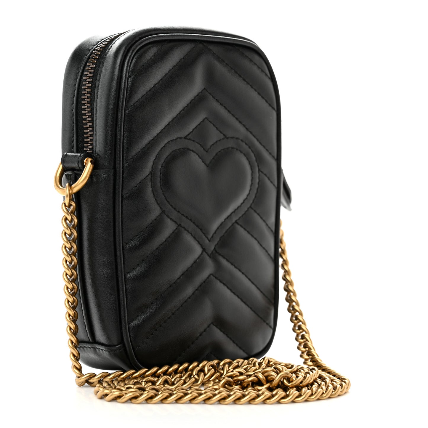 Calfskin Matelasse Mini GG Marmont Crossbody Bag Black
