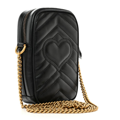 Gucci Calfskin Matelasse Mini GG Marmont Crossbody Bag Black 3 of 9