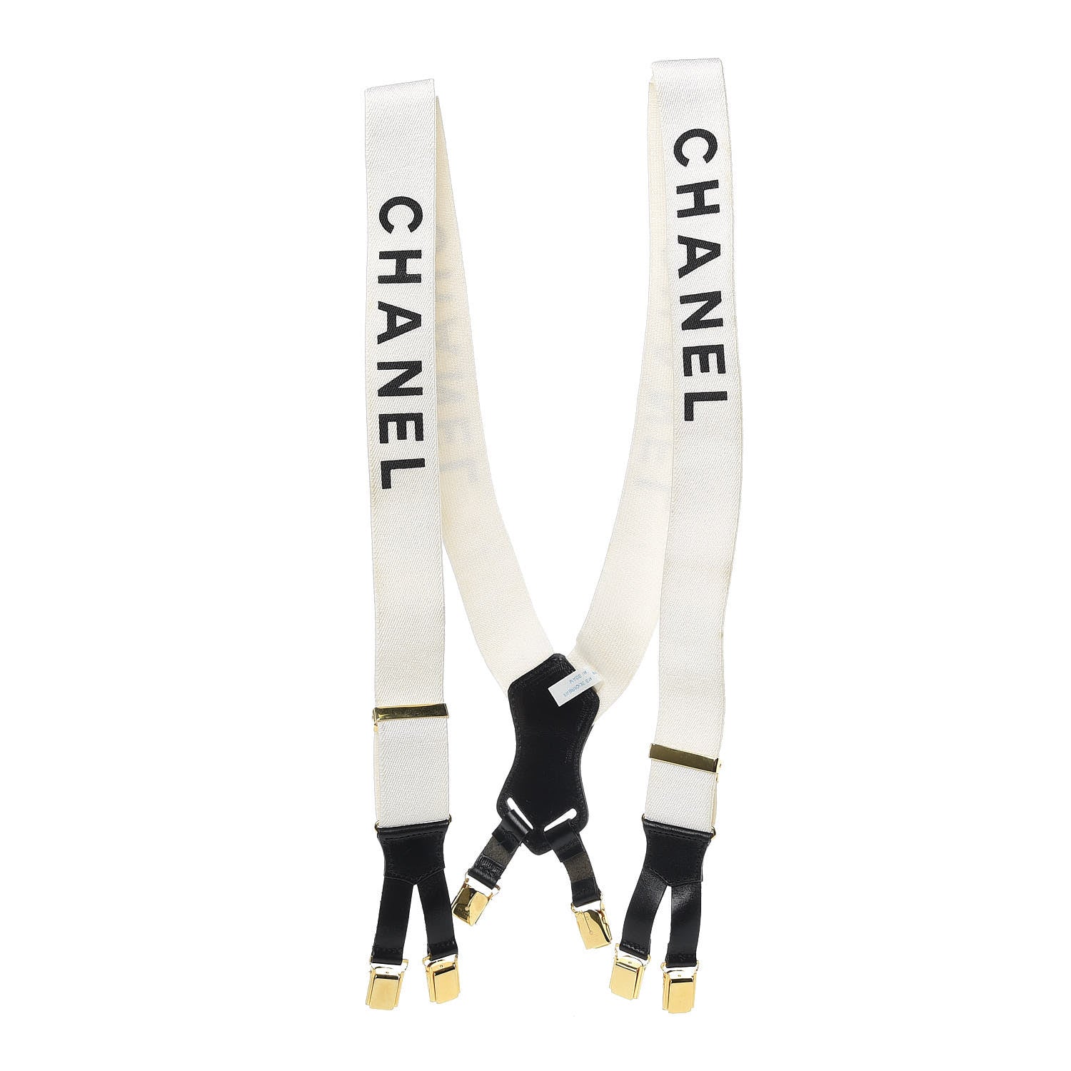 Chanel Logo Suspenders Black White 1 of 8
