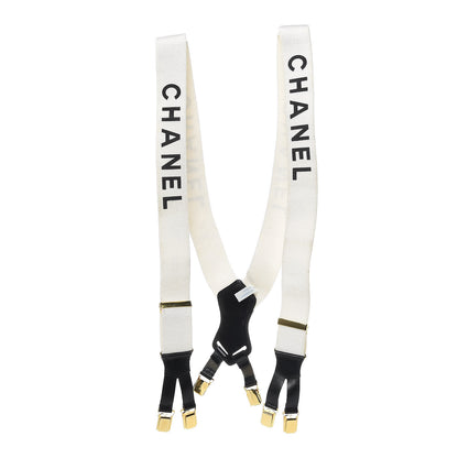 Chanel Logo Suspenders Black White 1 of 8