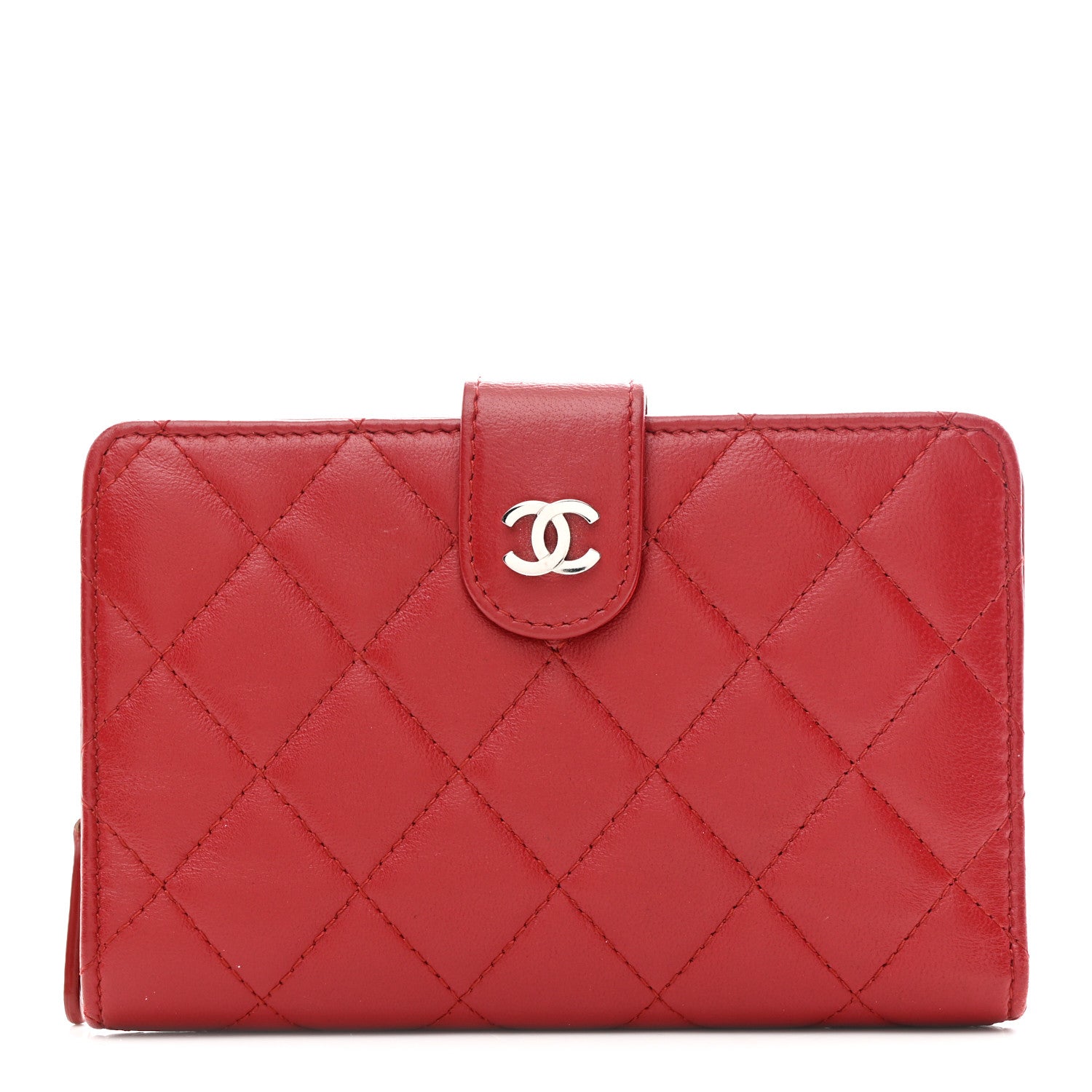 Chanel Lambskin Quilted CC French Wallet Red 1 of 9