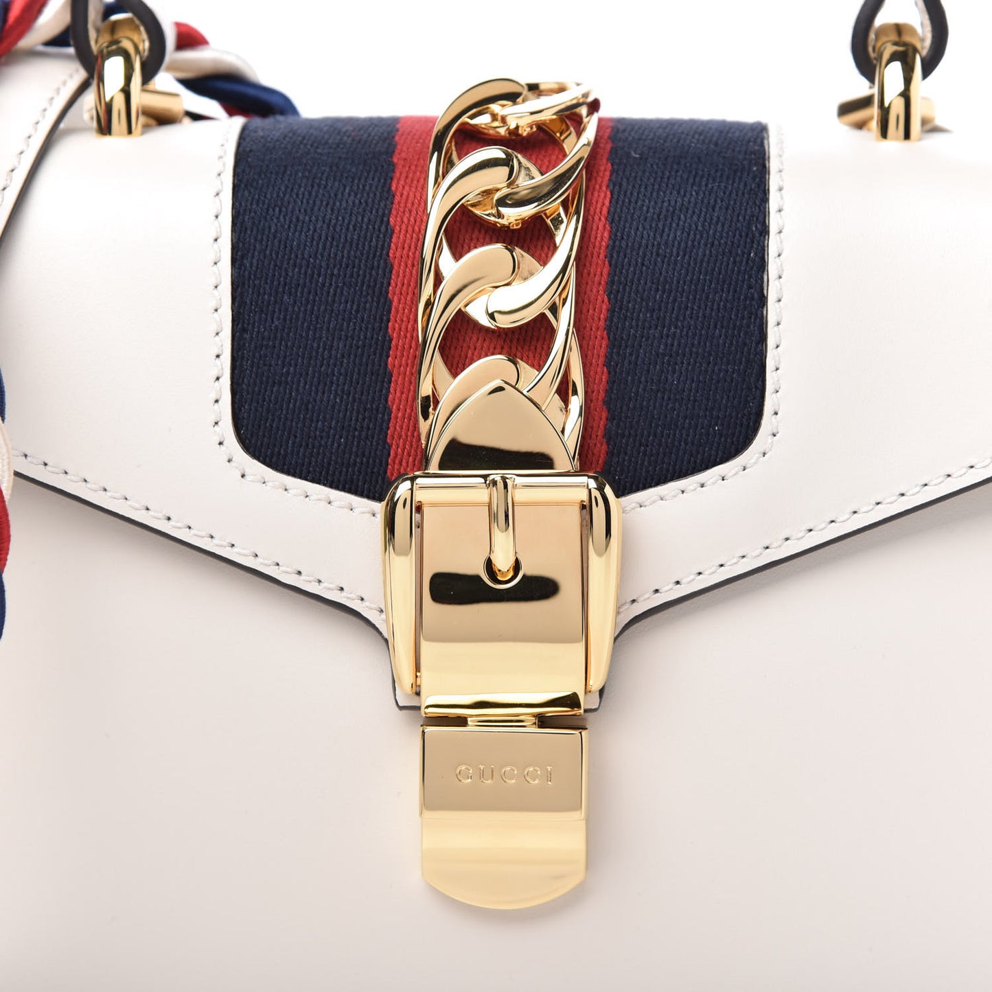 Calfskin Mini Sylvie Top Handle Bag White