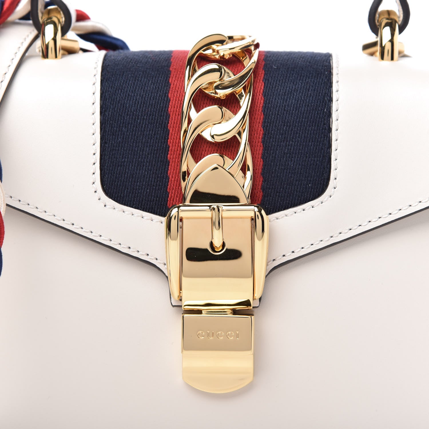 Gucci Calfskin Mini Sylvie Top Handle Bag White 11 of 12