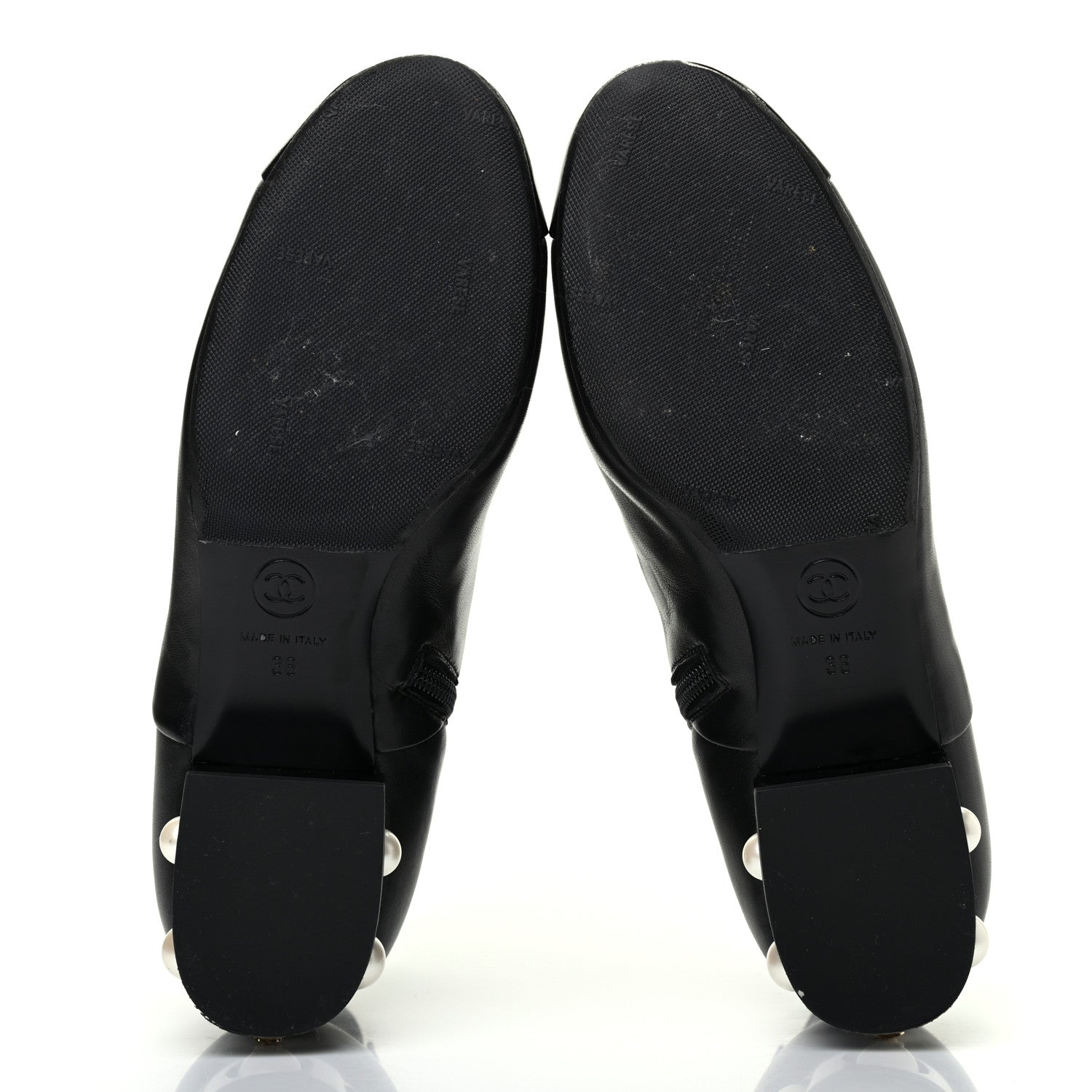 Chanel Lambskin Patent Pearl Cap Toe Short Boots 36 Black 5 of 8