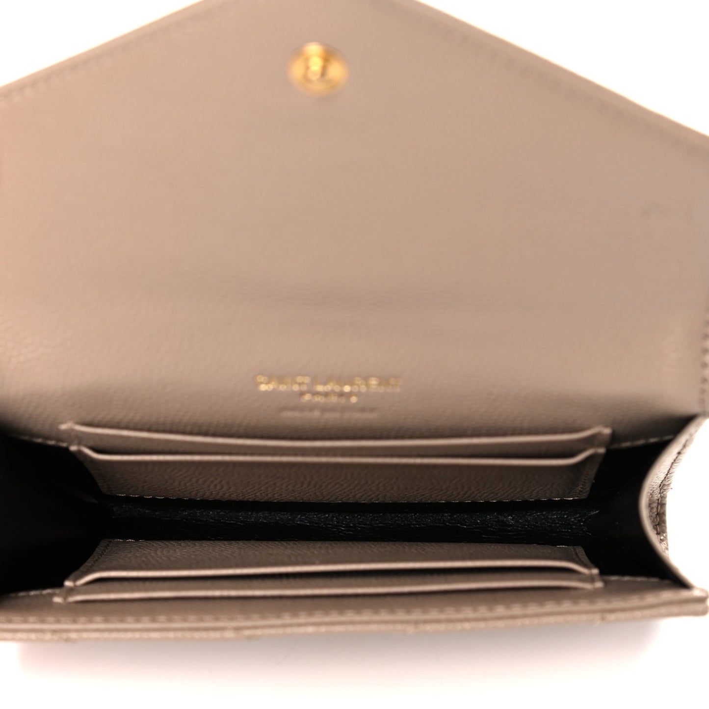 Grain De Poudre Matelasse Chevron Small Monogram Envelope Wallet Dark Beige